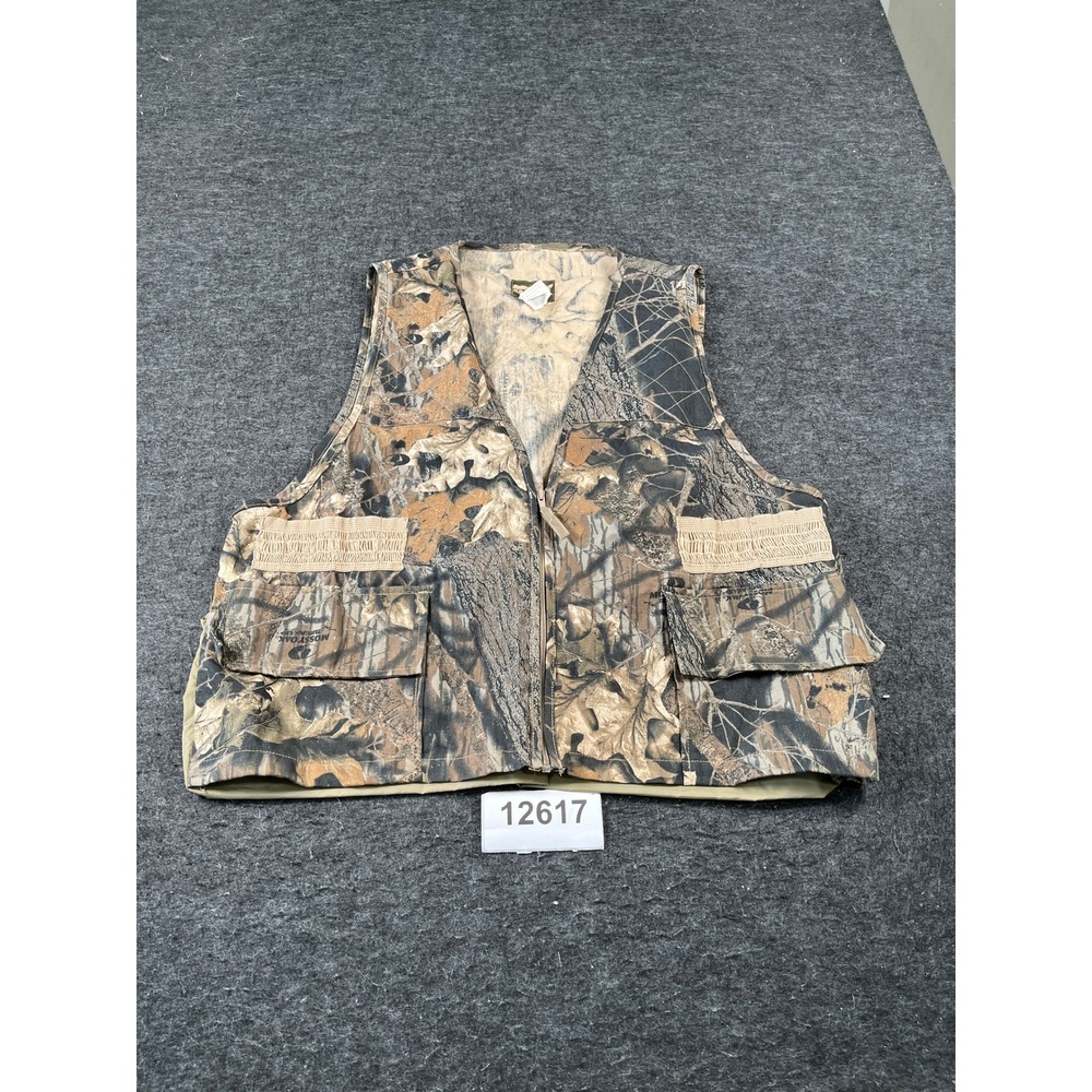 SafTBak Vest Mens XL Brown Mossy Oak Break Up Camouflage Cotton Hunting V Neck